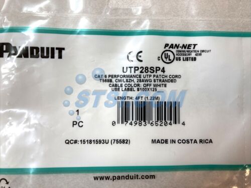Panduit UTP28SP4 Cat6 28 AWG Netzwerk Patchkabel/-kabel, 4 Fuß weiß ~ STSI - Bild 2 von 3