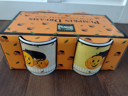 Warren Kimble Sakura Halloween Pumpkin Dreams Stoneware Mug Set of 4 New - Picture 2 of 6