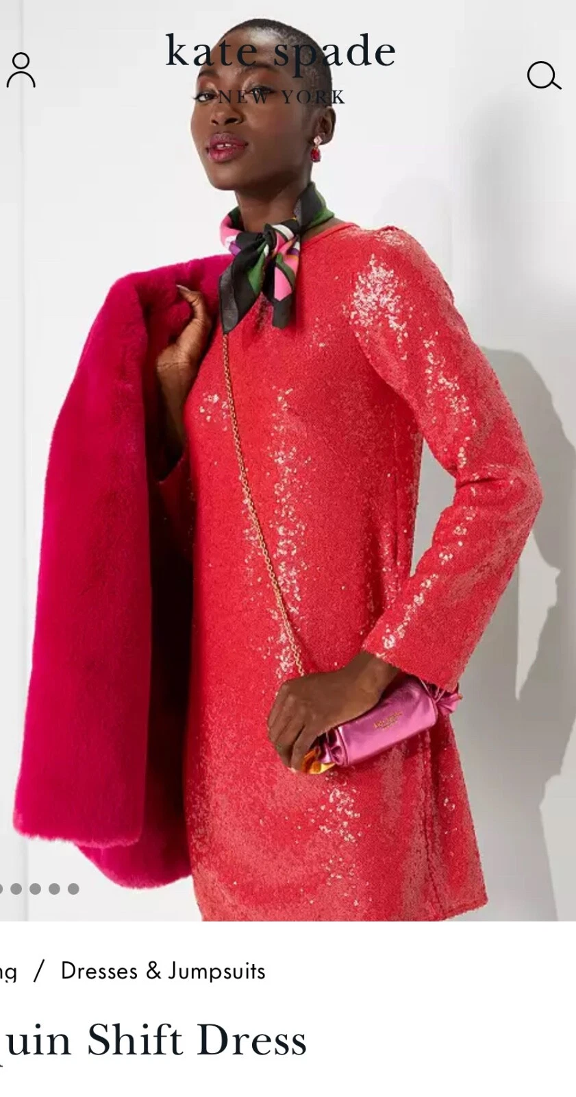 Abito rosso con paillettes Kate Spade Tg. 8 Us intime ottimeioni c ndossato Ind unata