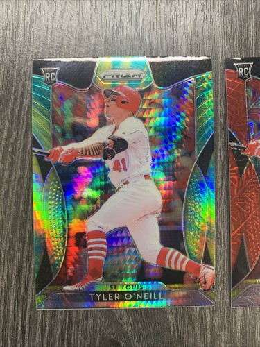 2019 Panini Prizm Tyler O'Neill Red Mojo Prizm RC #'d /300 + Green Yellow Hyper - Picture 2 of 5