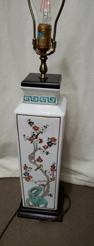 Samuel Dinkelspiel Asian Japanese Square Vase Lamp Wood Base Vintage 422 - Picture 4 of 12
