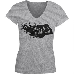 Long Hair Don T Care Social Media Selfie Hippie Juniors V Neck T