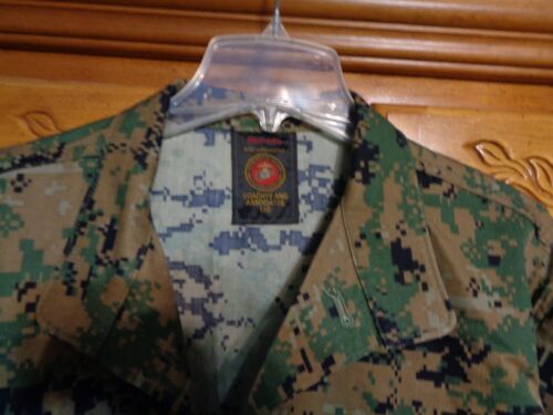 Camisa y Pantalones de Combate USMC MARPAT WOODLAND Uniforme en Talla MEDIANA REGULAR USADA MR - Imagen 5 de 10