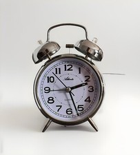 Glockenwecker Quarz Laut Metall 14cm Silber Analog Nostalgie Retro - 1646/19