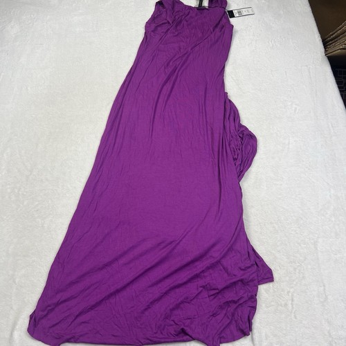 NWT BCBGMaxAzria Annika Magenta Purple Sleeveless Ribbed Knit Raw Hem Dress Sz M - Picture 4 of 8