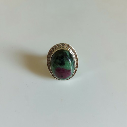RUBY ZOISITE NATURAL GEMSTONE 925 STERLING SILVER HANDMADE JEWELRY RING 3 TO 12 - Picture 5 of 6