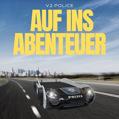 Autobett Kinderbett Polizeiautobett 90x200 weiß Spoiler und Lattenrost POLICE V2 - Bild 7 von 8