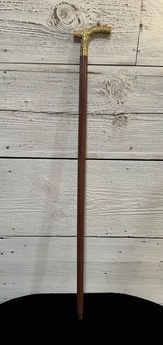 VTG Brass Victorian Design Vintage Handmade Wooden Walking Cane Stick Gift - Picture 3 of 9