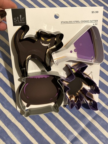 Juego de 4 cortadores de galletas de acero inoxidable para Halloween caldero de poción de bruja gato - Imagen 2 de 16