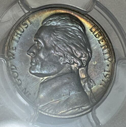 1971 Jefferson Nickel 5 Cents Certified By PCGS MS65 Toned With 5 Steps Showing - Picture 2 of 14