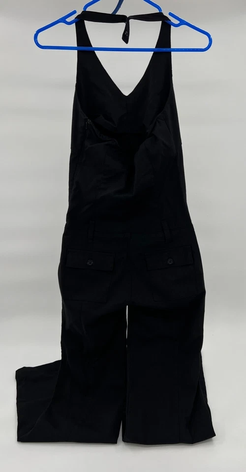 Macacão feminino Tommy Hilfiger pequeno preto com zíper lateral bolsos alargadores Y2K - Imagem 2 de 4