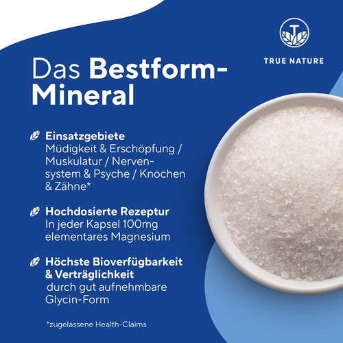 Magnesium Bisglycinat, Magnesium Kapseln Vegan, 4 Monate Vorrat - TRUE NATURE® - Bild 7 von 8