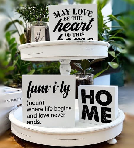 Home Decor for Home Farmhouse Family Tiered Tray Decor 3 Pcs Decorative Wood ... - Picture 5 of 5