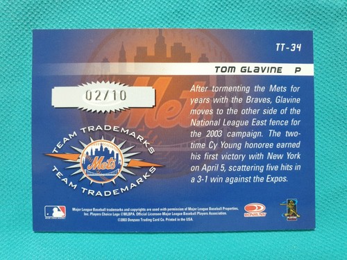 2003 DONRUSS SIGNATURE TOM GLAVINE 2/10 AUTO INSCRIPTION TEAM TRADEMARKS A2 - Picture 4 of 6