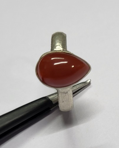 Anello vintage in argento tibetano a forma di goccia con pietra preziosa agat... - Foto 10 di 14