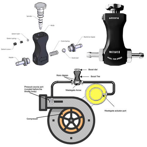 TurbosportX Boost Tee Manual Boost Control Kit MBC Black - FAST USA Shipping! - Bild 2 von 3