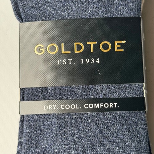 Gold Toe Mens 3 Pair Solid Color AQUAFX Crew Socks Shoe Size 6-12 Blues Tan - Picture 2 of 10