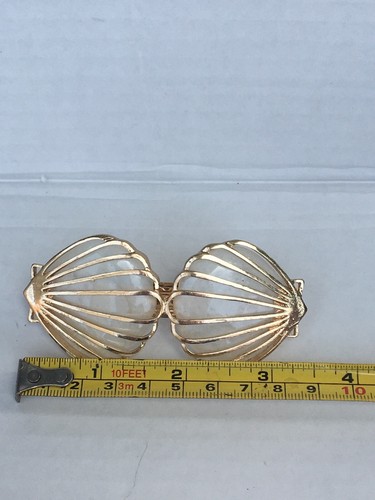 Vintage Neuheit Anhänger weiße Haarspange Pars signiert goldfarben Damenschmuck - Bild 11 von 12