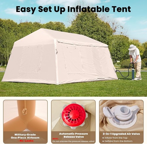 SUNYRISY aufblasbare Campingzelte 8-10 Personen 117 qm 2 Zimmer mit Fenster & Pumpe - Bild 14 von 18