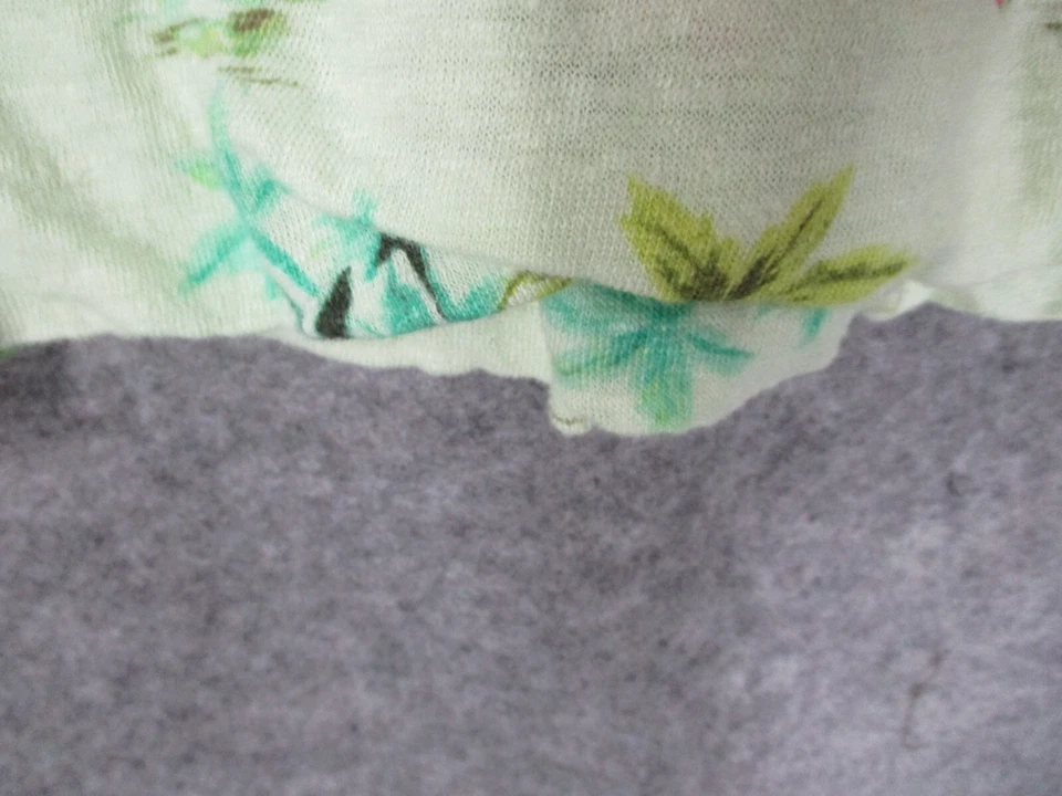 J. Jill 女式衬衫绿色 XL Love 亚麻热带花卉弹力 V 领 — 第 4/4 张图片