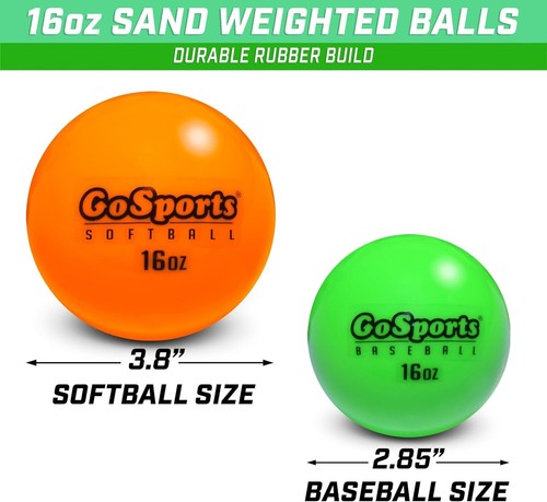 GoSports Weighted Training Balls - Choose Baseball or Softball - Hitting & Pitch - Picture 3 of 6