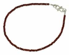 Red Zircon Gemstone 3 mm Round Beads 925 Sterling Silver 10" Strand Bracelet EDR