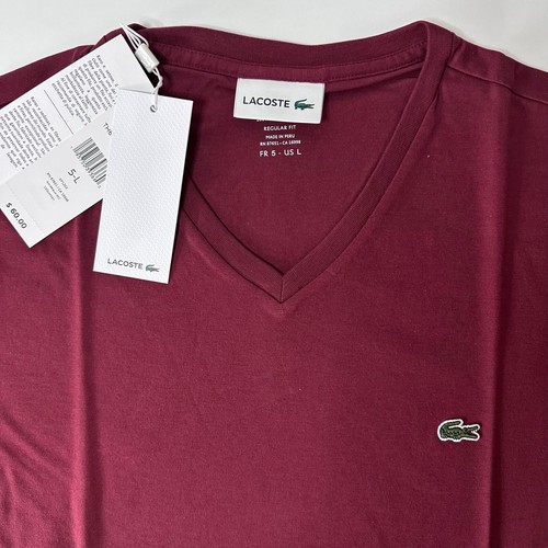 Lacoste New Burgundy T-Shirt Frech Designer Golf Tennis Ultra Casual Fashion - Picture 4 of 8