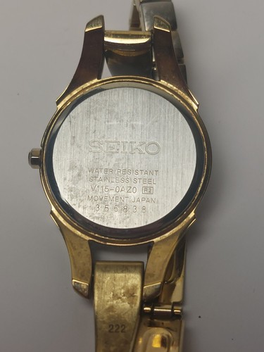 Seiko Solar Crystals Gold Tone Stainless Steel Ladies Watch V115-0AZ0 - Picture 4 of 4