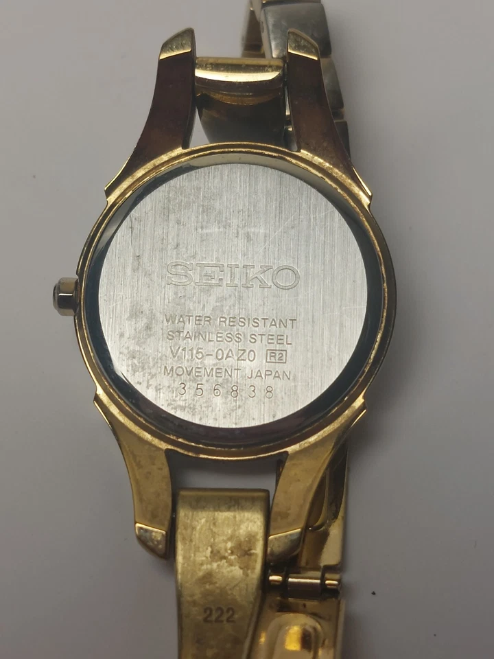 Seiko Solar Crystals Gold Tone Stainless Steel Ladies Watch V115-0AZ0 - image 4 of 4