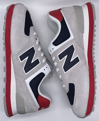 New Balance Mens 574 Classic Grey Red ML574MUB Size 8.5 D 