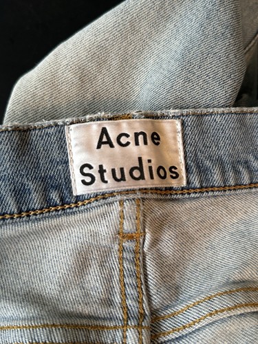ACNE STUDIOS Ace Vintage Dirty Jeans Men's 30 Tapered Fit Raw Hem Faded Grunge - Picture 6 of 11