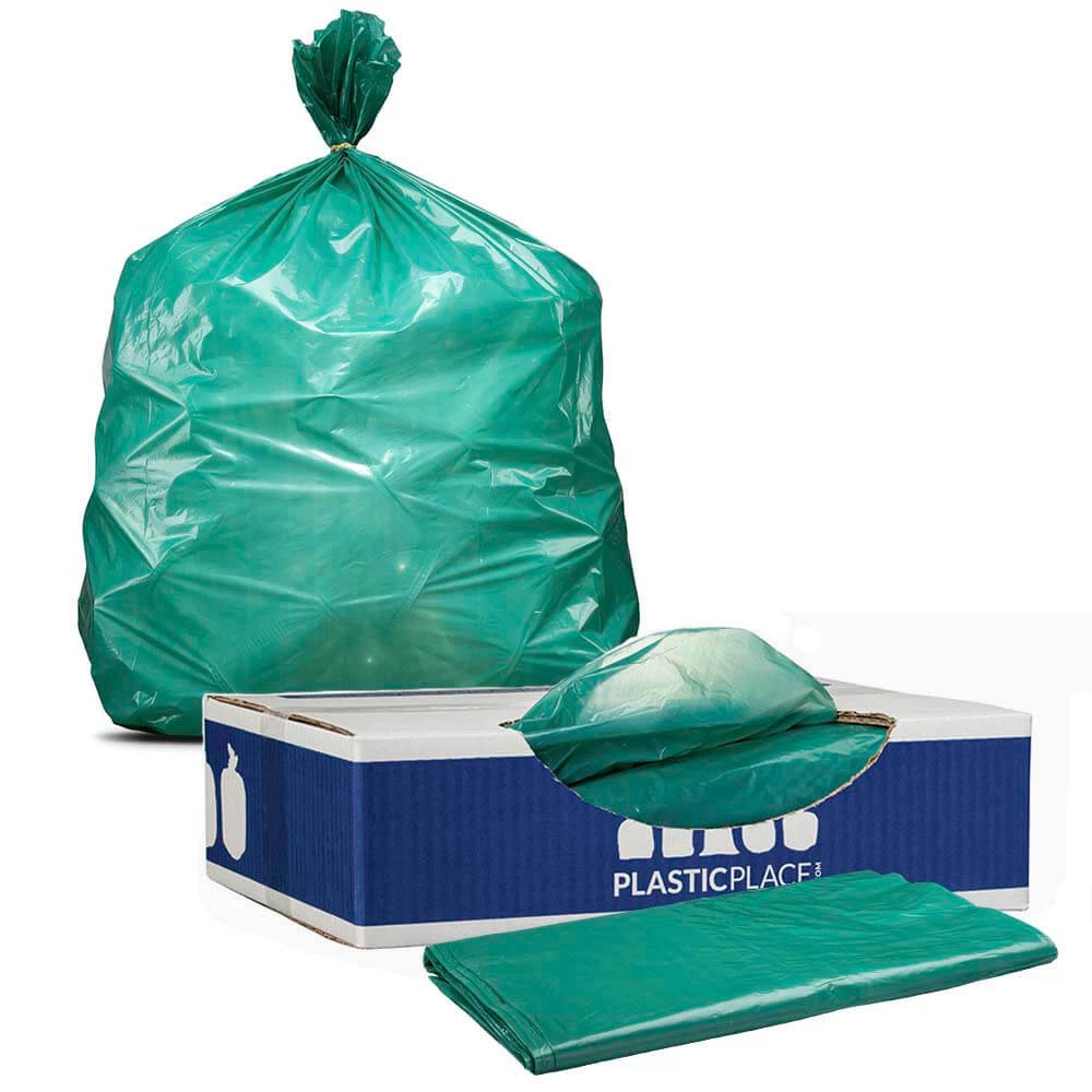 Plasticplace Green Trash Bags, 20-30 Gallon 200 / Case 1.2 Mil