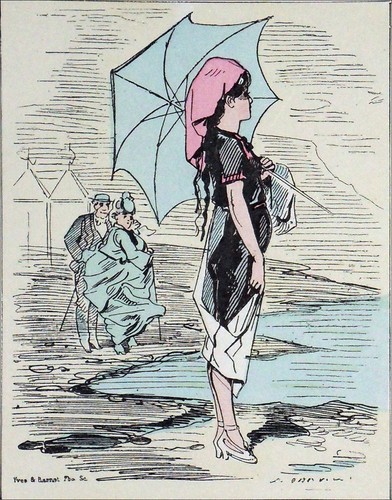 PARISIENNES am Meer: Schreckliche Badende und Medianz eines alten Paares - 19. Jh. - Bild 1 von 3