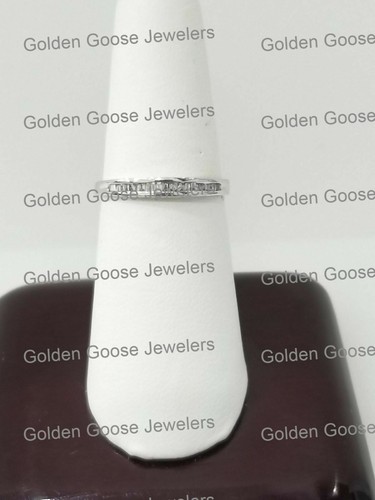 Clearance 925 Silver Sterling Diamond Baguette Wedding Ring Ladies Band - Picture 4 of 10