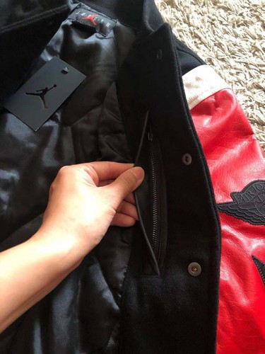 Nike Air Jordan DNA Varsity Jacket Top 3 Leather New AT9958 010 Rivals Size XS - Picture 6 of 11