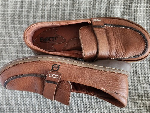 Born braune Leder Halbschuhe Mokassins Slipper Schuhe Damen US 7M - Bild 3 von 4