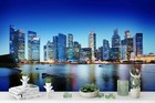 3D Blue City Building Self-adhesive Removeable Wallpaper Wall Mural Sticker 20