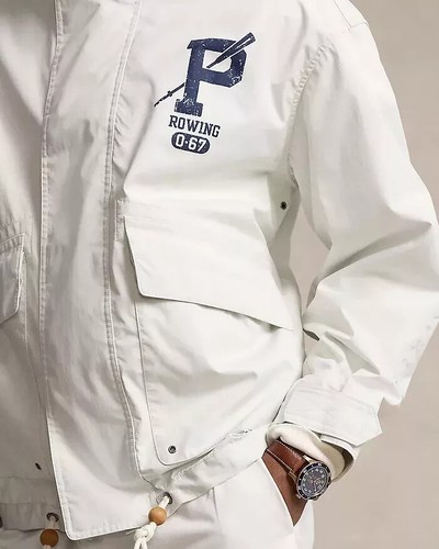 $598 Polo Ralph Lauren "R L" Men's Twill Graphic Rowing Hooded Jacket XL White - Picture 5 of 11