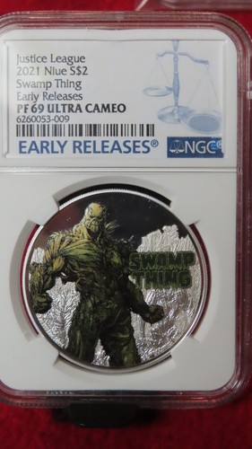 2021 NIUE $2 1oz 999 Silver Justice League Swamp Thing DC Comics NGC PF69 - Picture 2 of 4