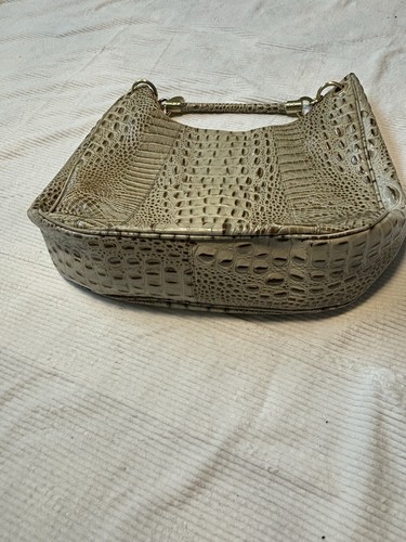 BRAHMIN Carmela Melbourne Hobo Shoulder Bag Croc-Embossed Honey Caramel Gold - Picture 7 of 10