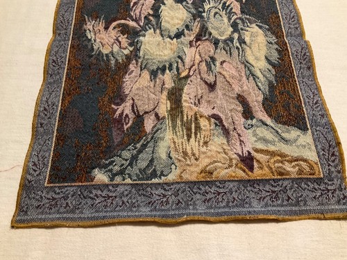 Vintage Wandteppich Wandbehang Sonnenblumen Kunst Design goldener Stab gelb 17 x 23,5 - Bild 6 von 8