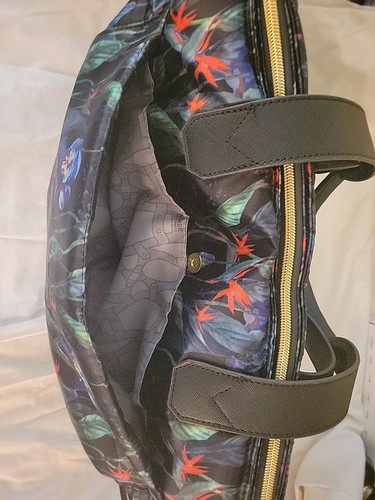 Aimee Kestenberg Black Zipper Tote Bag Midnight Orchid Print Travel Weekend Bag - Bild 8 von 8