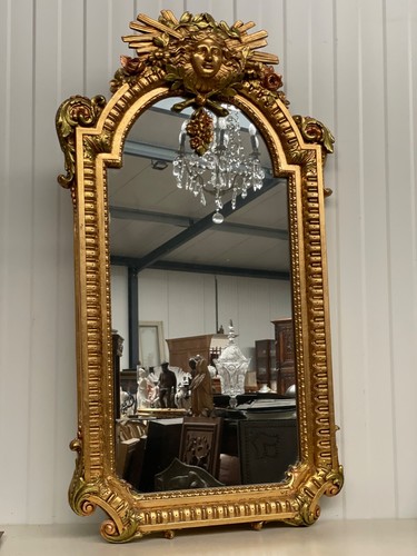 SUPER SALE !!! A Monumental Carved Italian Mirror in wood - 37.20 inch high - Picture 13 of 24