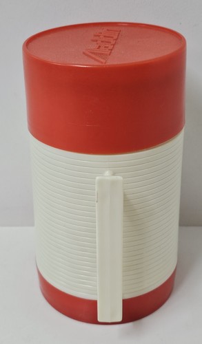 Vintage Aladdin Hy-Lo Insulated 425ml Thermos Wide Mouth Vacuum Bottle Red/Beige - Picture 4 of 10