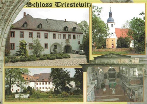 74001481 Triestewitz_Arzberg_Torgau_Sachsen Schloss Triestewitz Kirche Teilansic