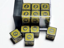 Antique Yellow d6s DnD Dice Set | Dungeons and Dragons | 12 Dice RPG Set