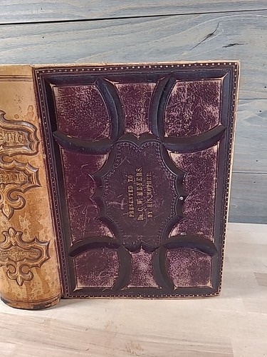 1872 HOLY BIBLE illustrated INGRAM COBBIN family ANTIQUE leather POST CIVIL WAR - Picture 2 of 24