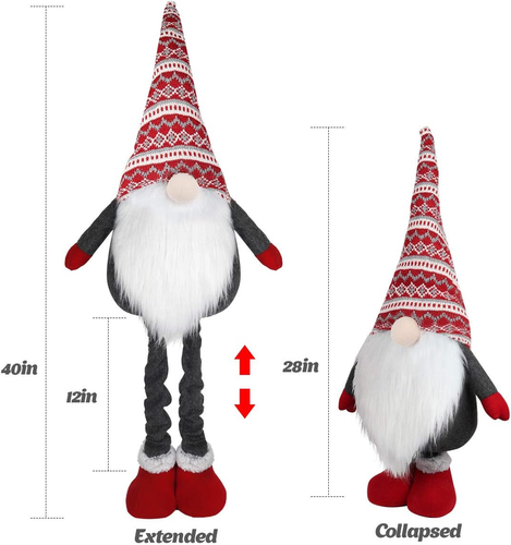 Large Standing Christmas Gnomes, 40 Inch Swedish Tomte Large Gnome Stuffed Plush - Picture 3 of 7