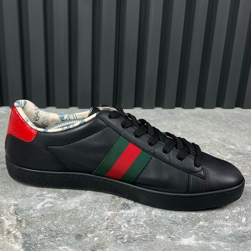 Gucci X Sega Ace Sneakers Ayers Web Guccy Print Black Leather 9 US or 39 EUR - Picture 8 of 21