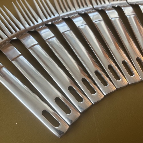 11 Dinner Forks LOOP by Towle Stainless Steel flatware MCM Glossy China - Picture 2 of 5